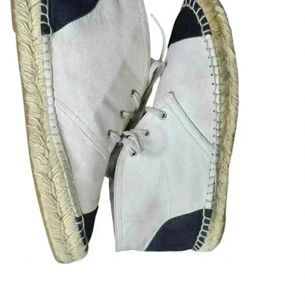 Chanel Beige/Black Lambskin Leather High Top Espadrilles Shoes.